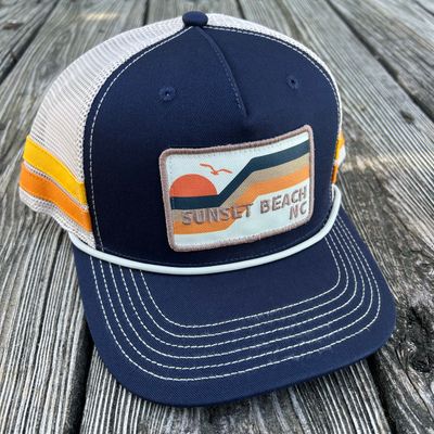 CAP BENT RETRO PATCH 2BAR TRUCKER (NAVY/GOLD/ORANGE)