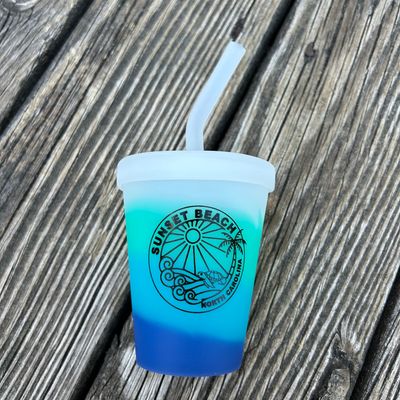 SILICONE CUP W/STRAW BEACHY VIBE 9oz CUP (SEAGLASS)