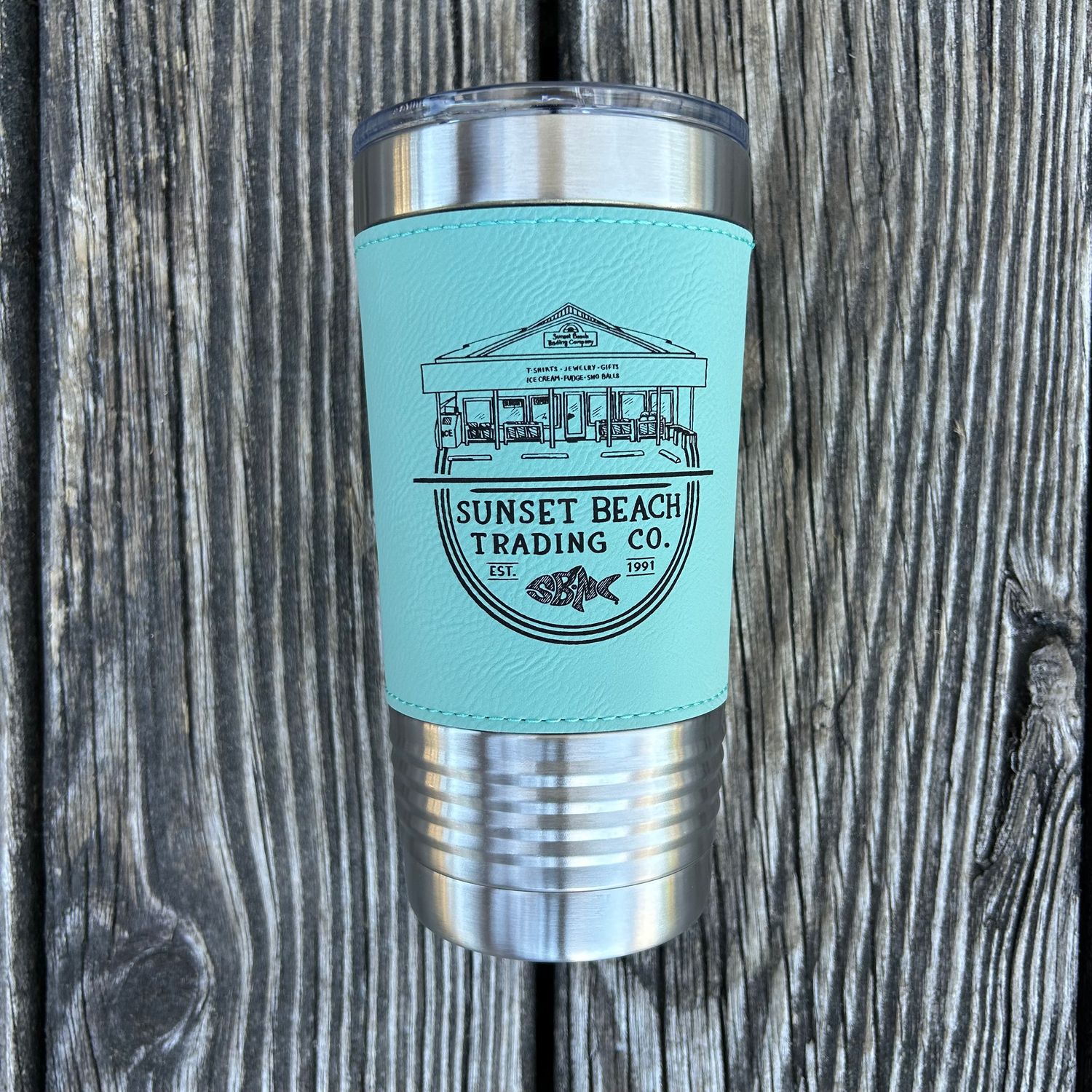 TUMBLER SUNSET BEACH TRADING CO. 20oz PLEATHER TEAL