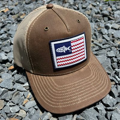 CAP SBNC FISH WAVES FLAG PATCH BUCK/DK KHAKI 112-WAXED