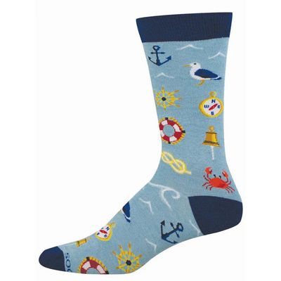 MENS SOCK AHOY MATEY BAMBOO (BLUE HTH)