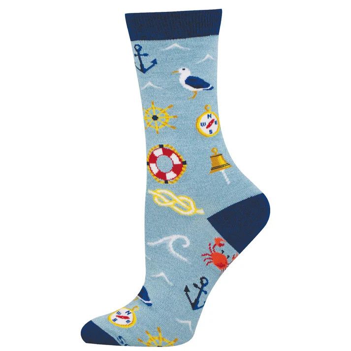 WOMENS SOCK AHOY MATEY BAMBOO (HTH NAVY)