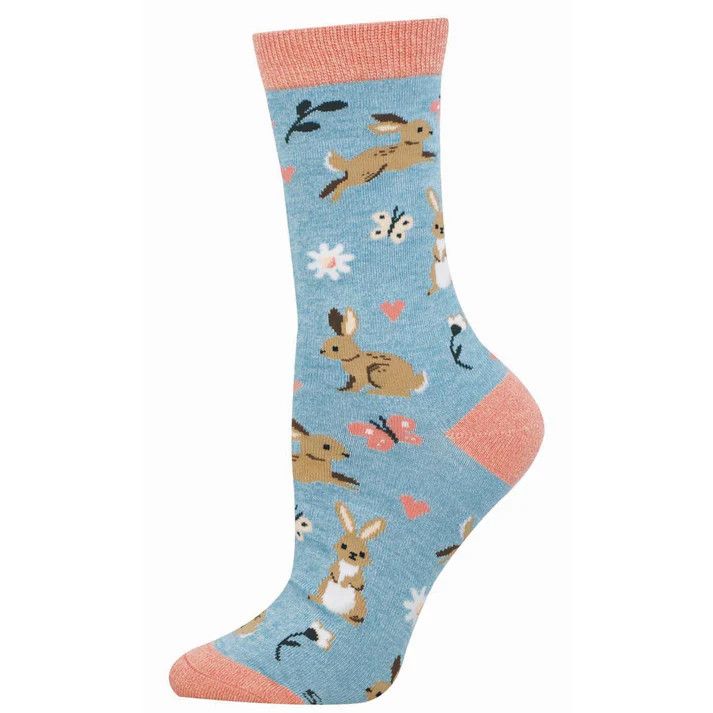 WOMENS SOCK LOVE ME SOME BUNNY BAMBOO (BLUE HEATHER)