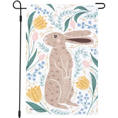 GARDEN FLAG RABBIT FOLK ART