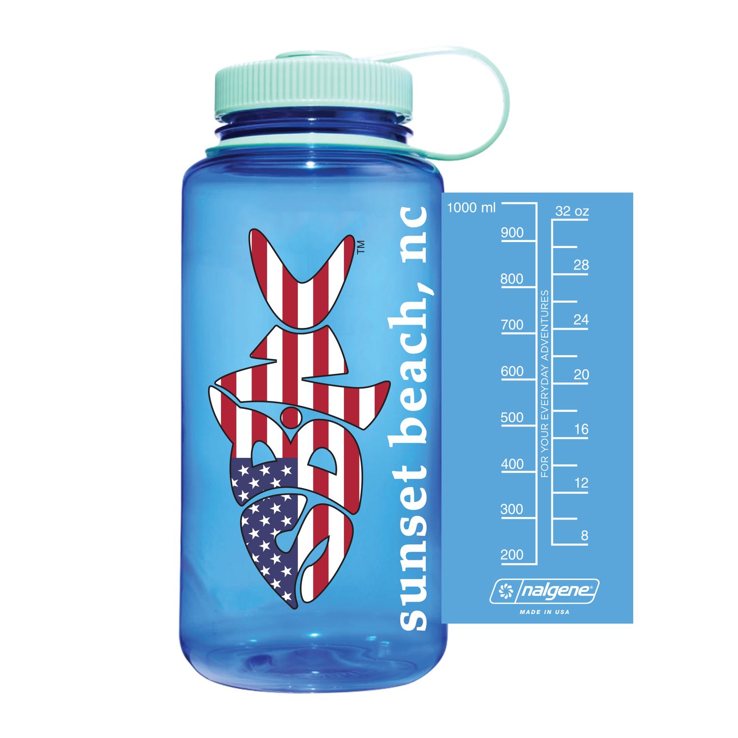 NALGENE WIDE-MOUTH SBNC FISH USA (CORNFLOWER BLUE)