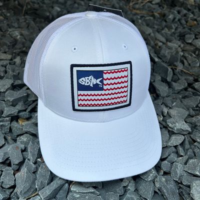 CAP SBNC FISH WAVES FLAG PATCH SOLID WHITE 115 CAP SBNC FISH WAVES FLAG PATCH SOLID WHITE 115