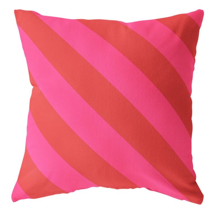 Buitenkussen diagonaal rood felroze