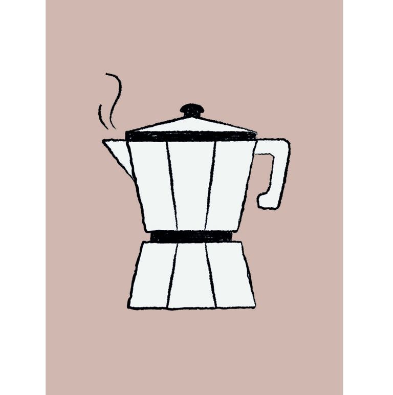 Interieurposter koffiepotje XL oudroze 60x80cm