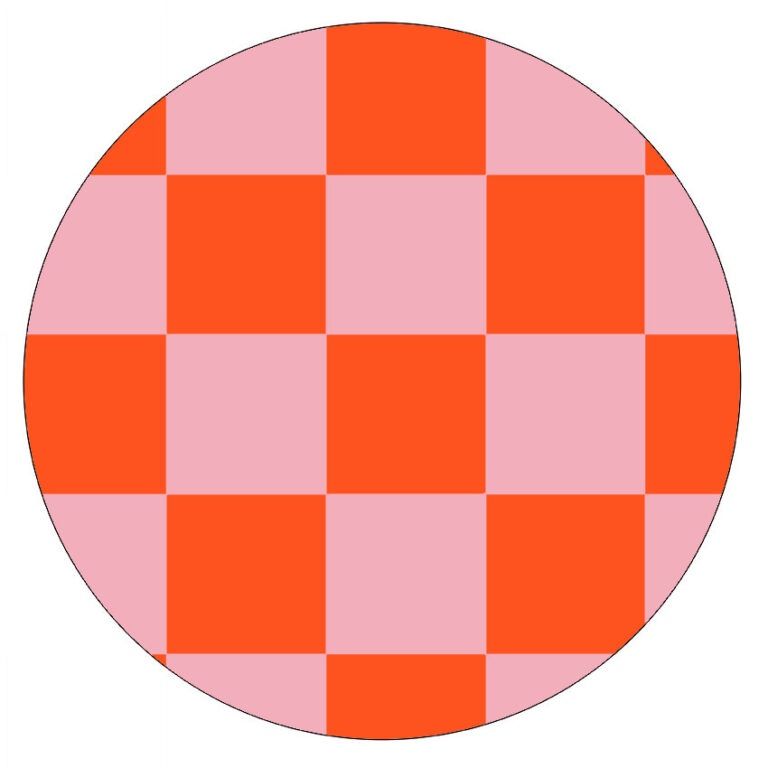 Muurcirkel geblokt oranje lichtroze 40cm