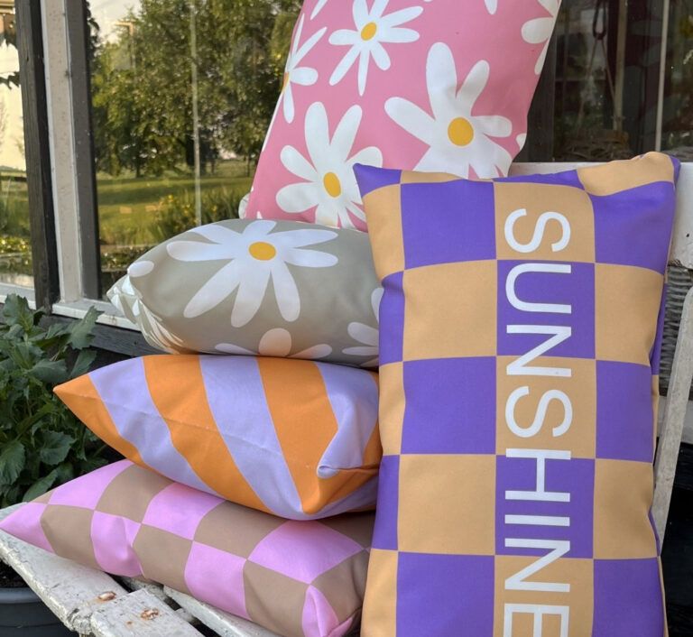 Outdoor kussen geblokt SUNSHINE