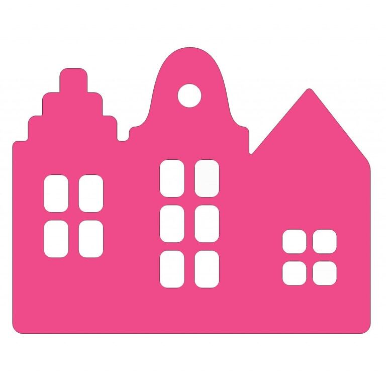 Trapgevel huisje fuchsia 40cm