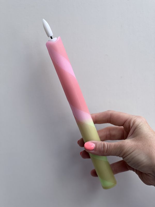 gedipte led kaars groen roze swirl