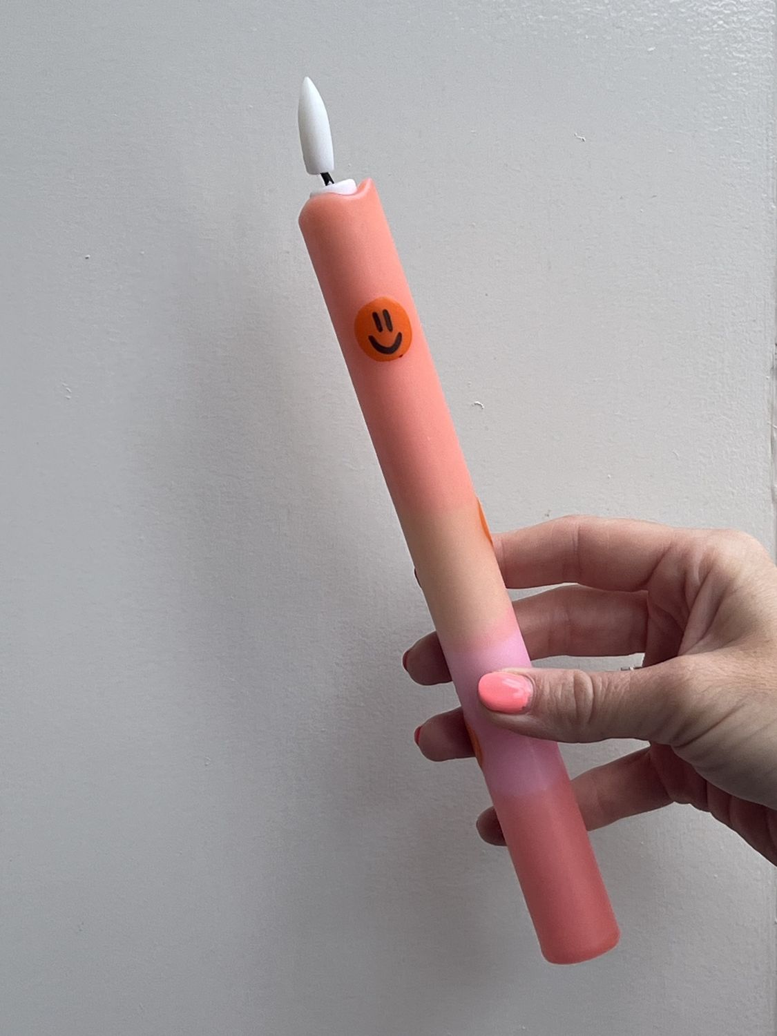 gedipte led kaars roze oranje smilies