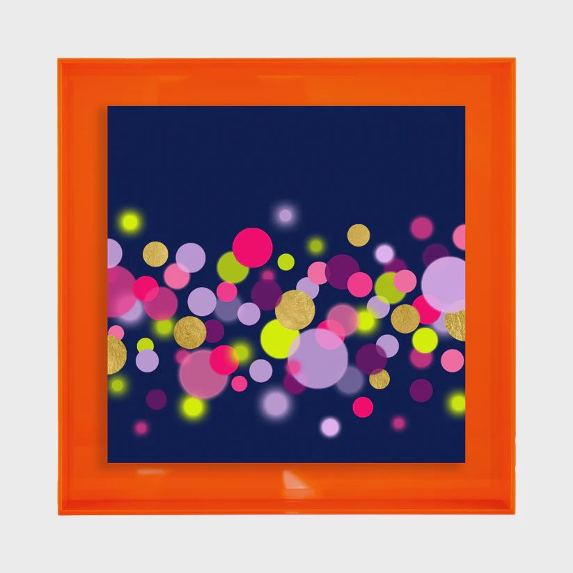 Confetti Donkerblauw met goud/warm oranje