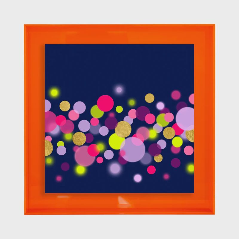 Confetti Donkerblauw met goud/warm oranje