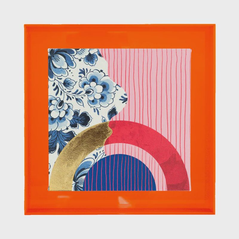 Modern Delfts Blauw roze/warm oranje