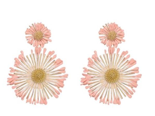 Oorbellen bloem zalmroze 15