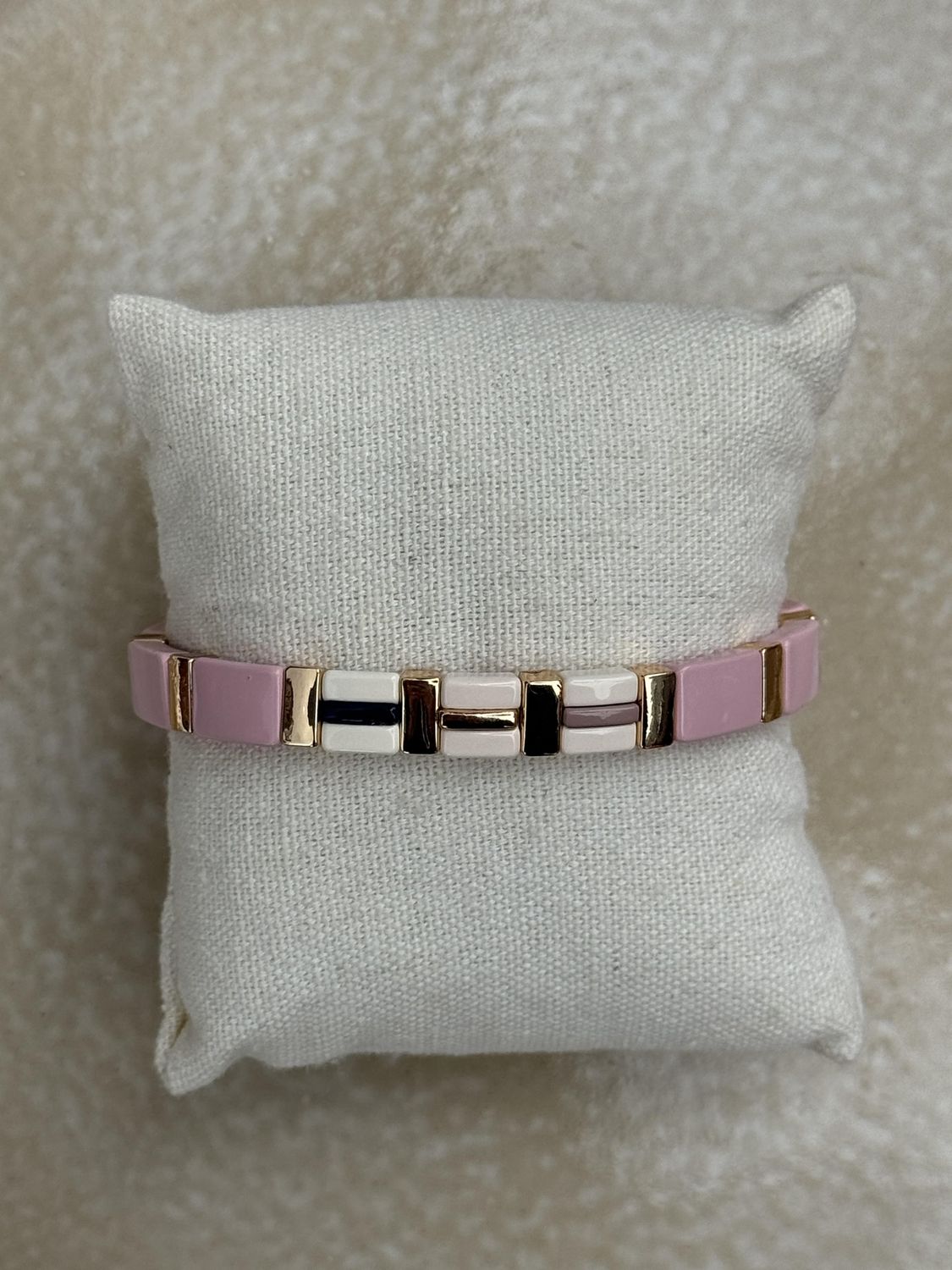 Armband oudroze/goud/off-white 5