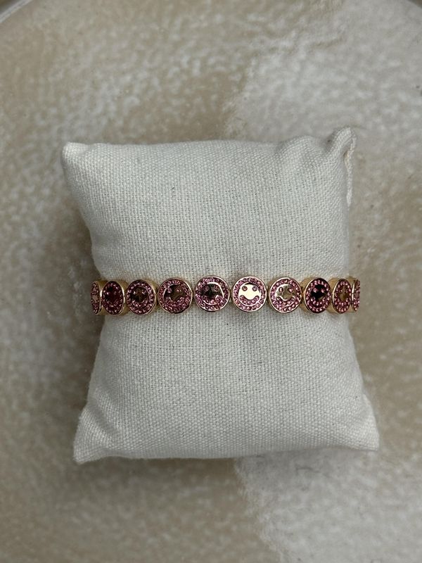 Armband smiley diamant roze 13