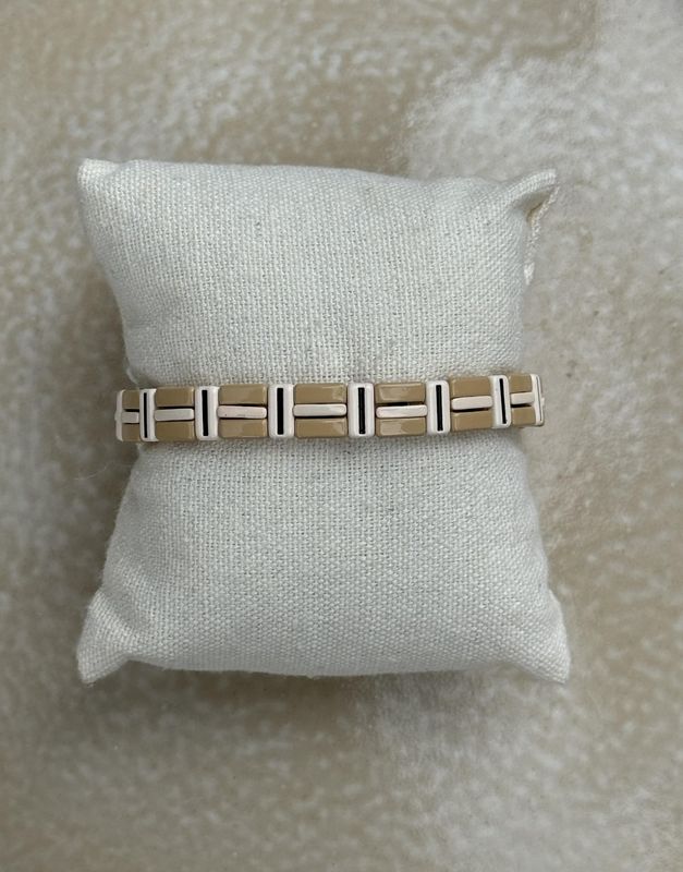 Armband creme/zwart/wit  18