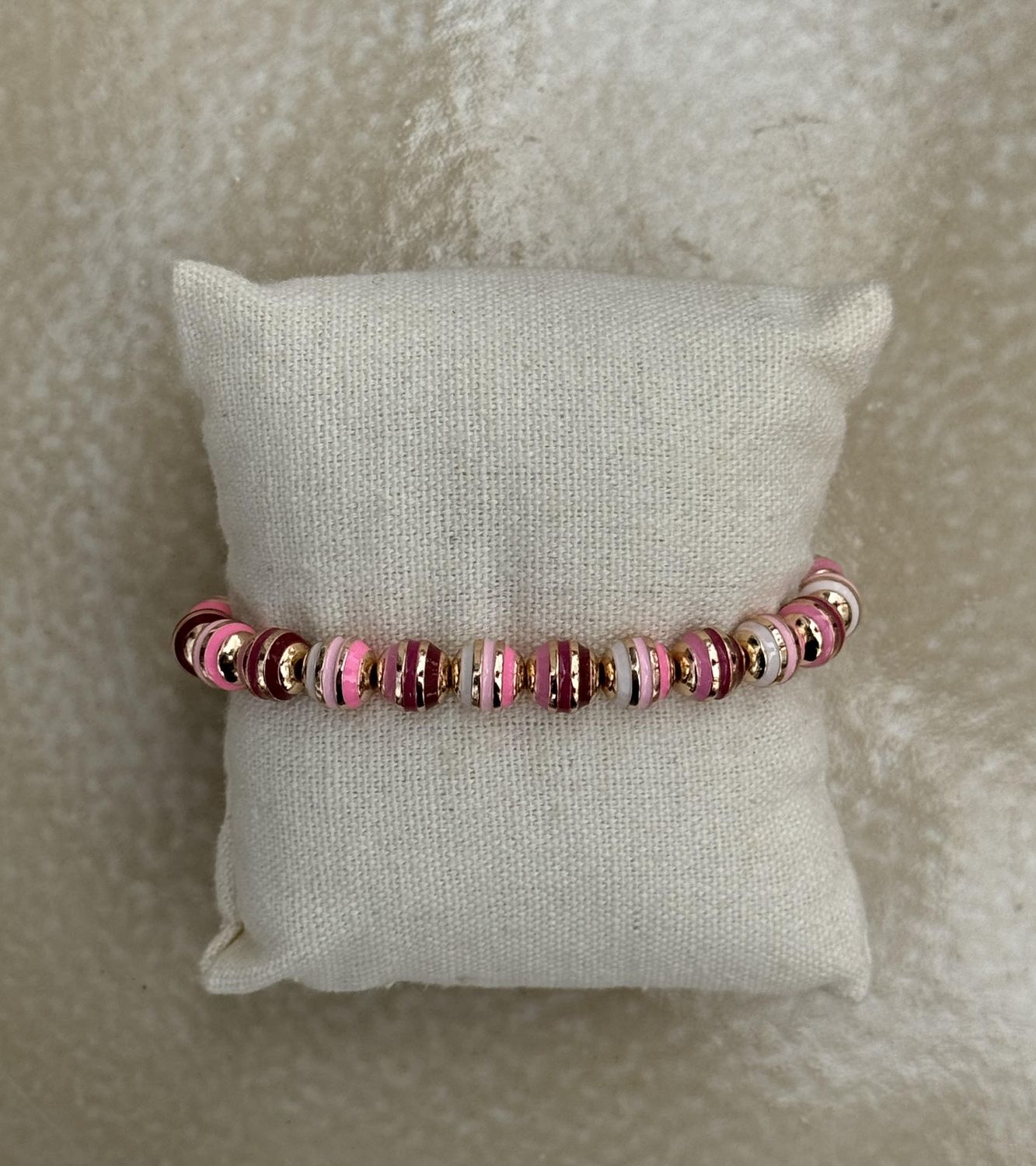 Armband rond koper roze/aubergine/wit 27