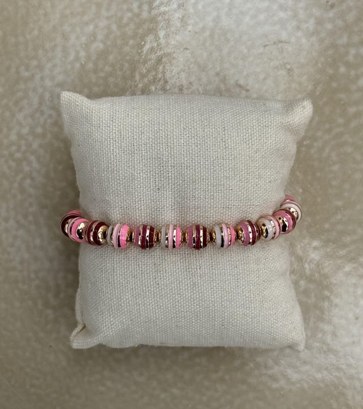 Armband rond koper roze/aubergine/wit 27