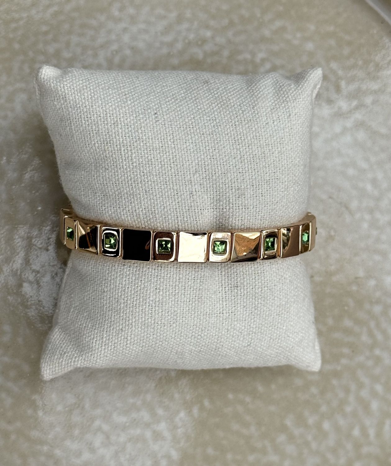 Armband goud ingelegde diamant groen 34