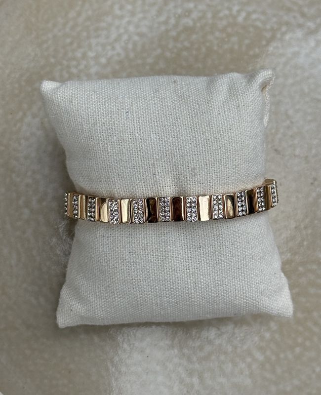 Armband goud streep strass 38