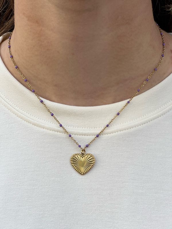 Ketting lila bedel hart 9