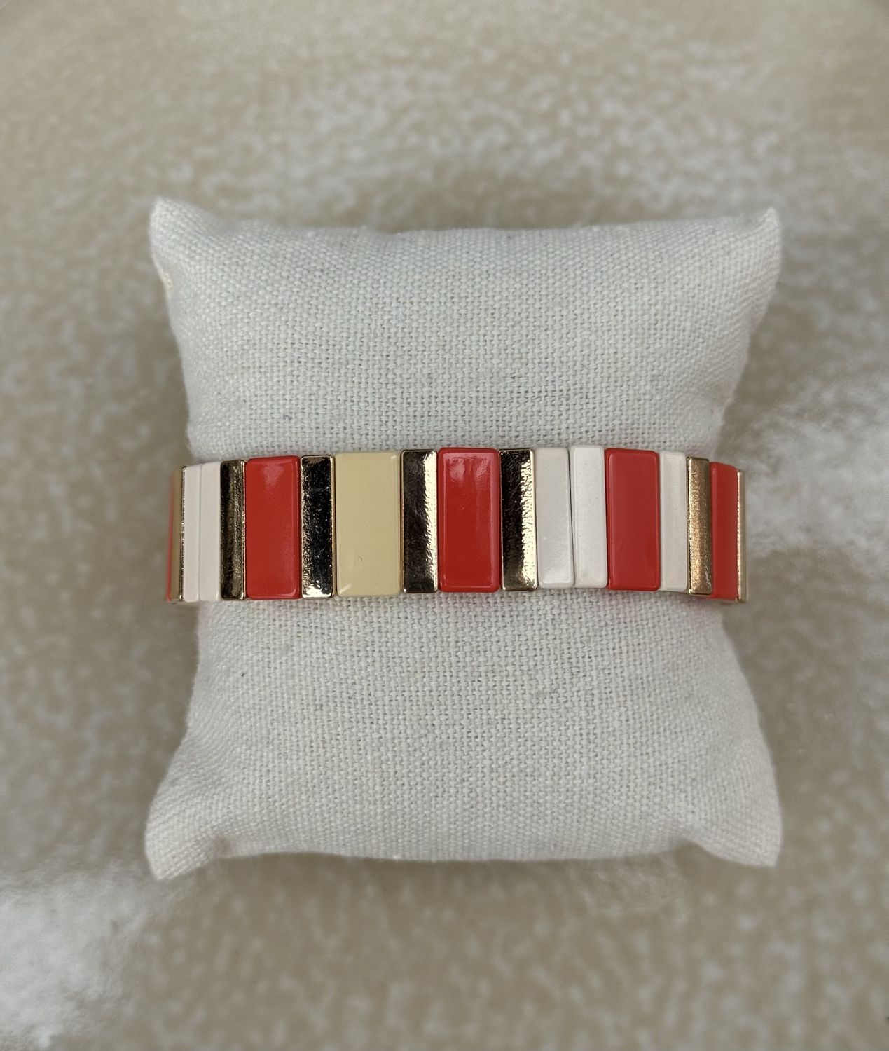 Armband emaille multi koraal, goud &amp; creme 47
