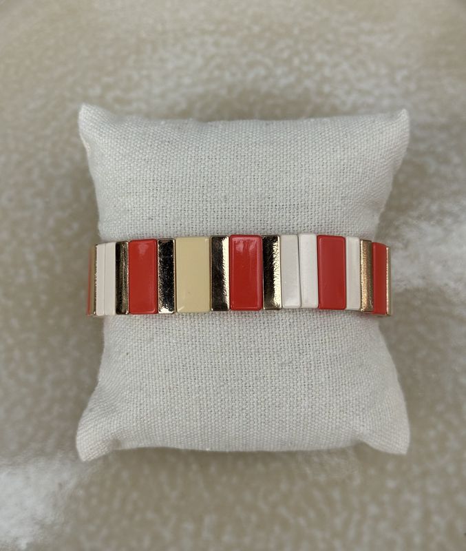 Armband emaille multi koraal, goud &amp; creme 47