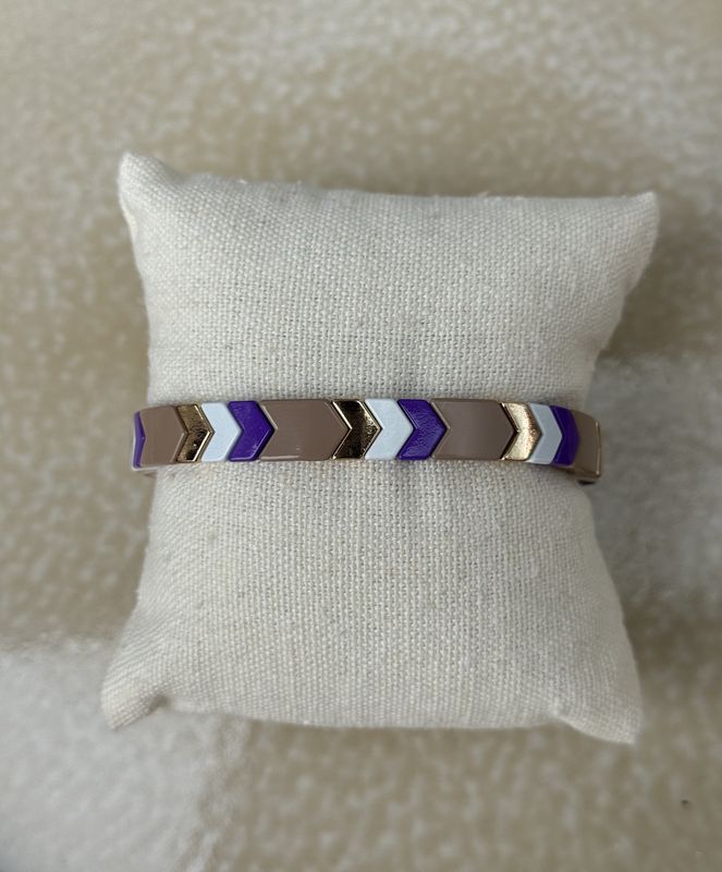 Armband emaille purple, wit , taupe 49