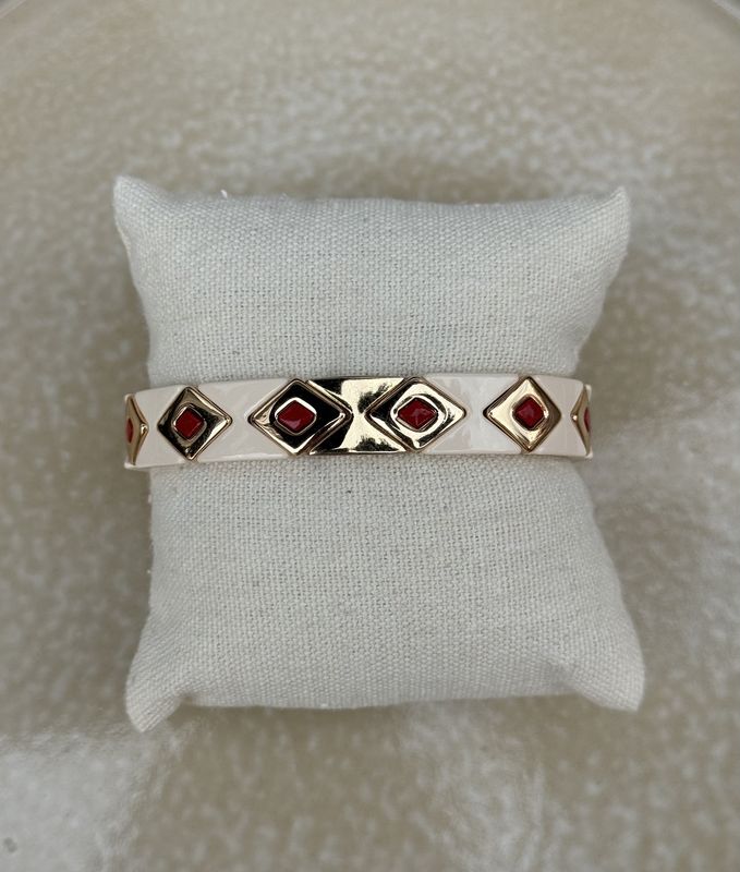 Armband emaille wieber creme goud 56