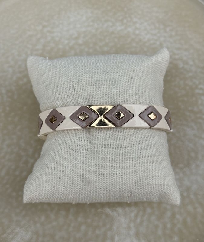 Armband emaille wieber taupe creme goud 57