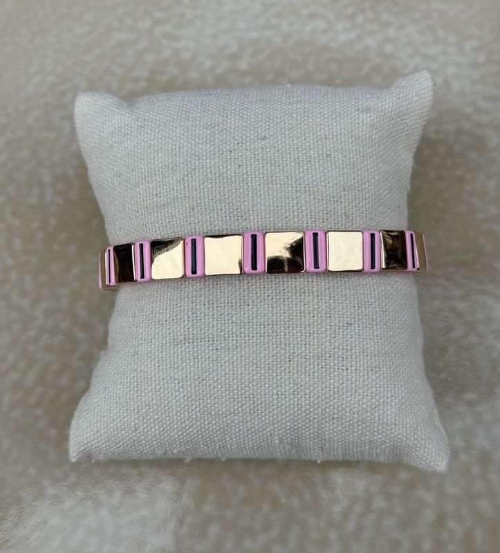 Armband emaille goud roze 64