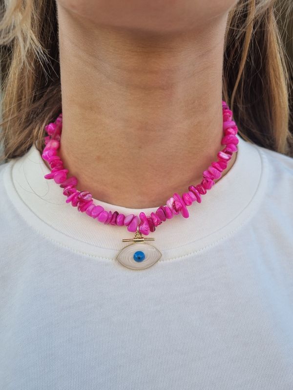 Ketting roze stenen 12