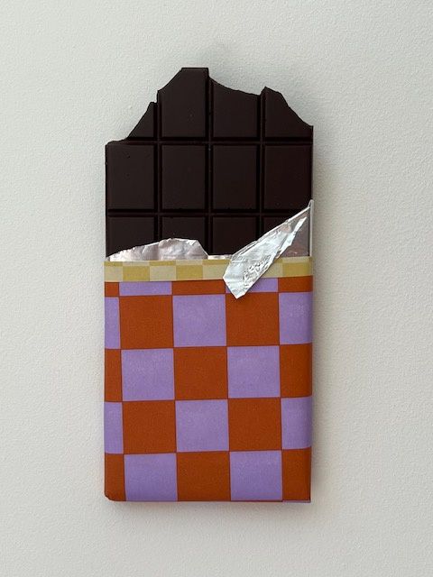 Wall candy chocolade geblokt paars/oranje