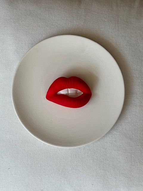 Wandbordje lippen rood