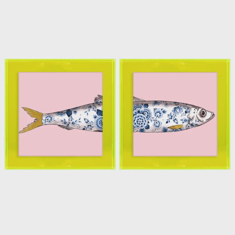 Funky Fish Haring roze tweeluik (neon geel/goud detail)