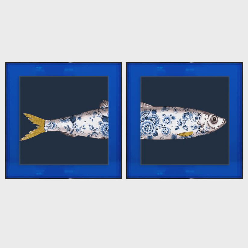 Funky Fish Haring Blauw tweeluik (blauw/goud detail)