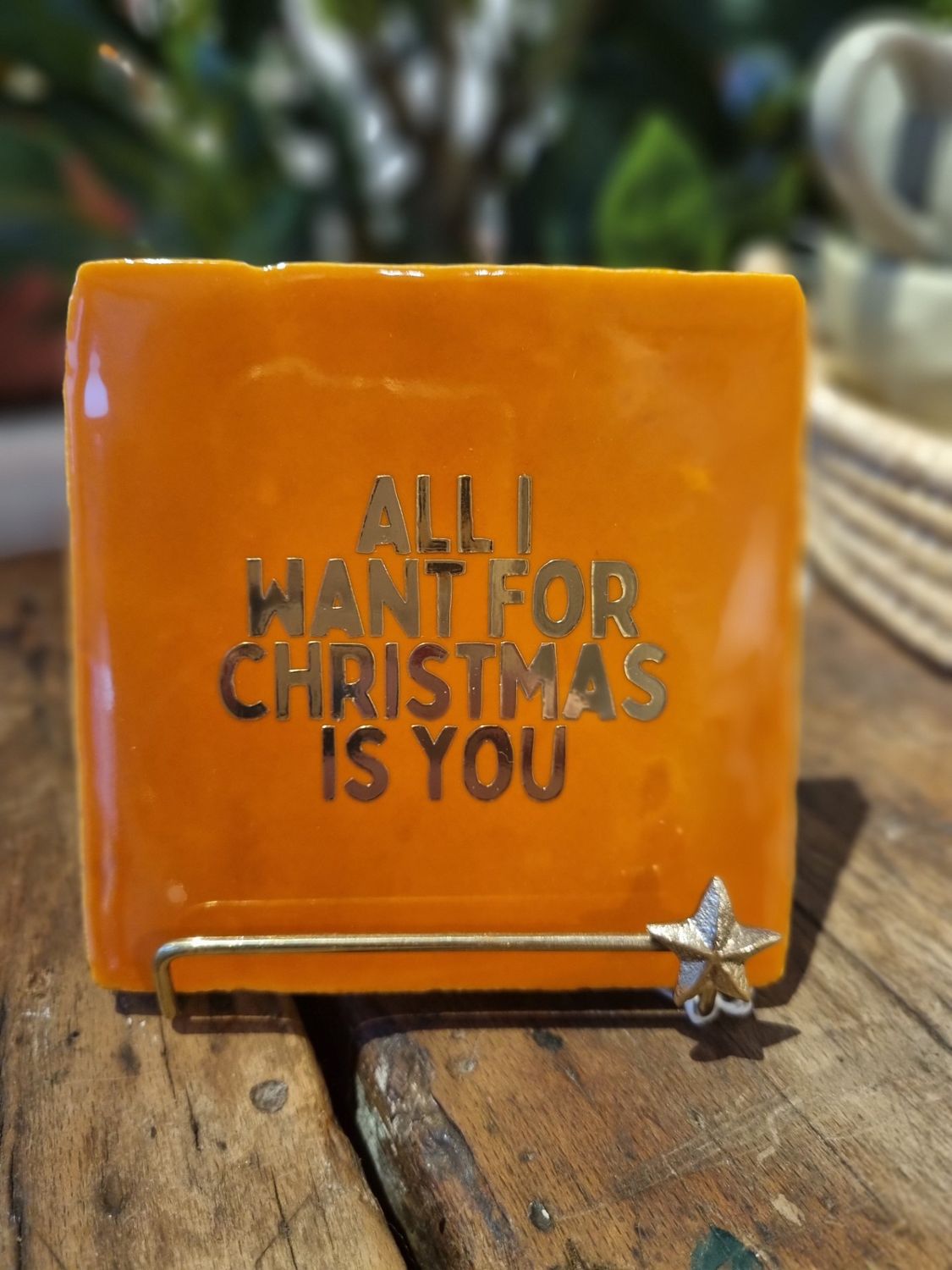 Quote tegel oranje/bruin All i want for christmas is you goud