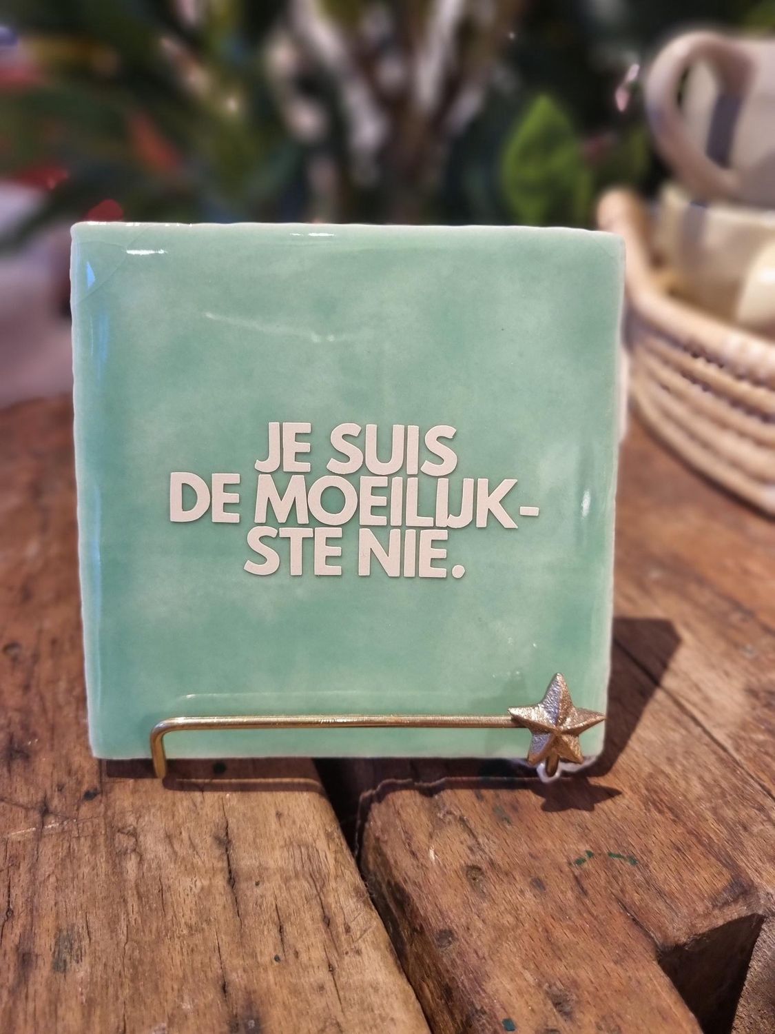 Quote tegel minty Je suis de moeilijkste nie beige glitter