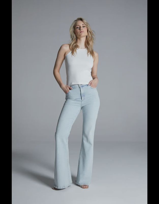 Angelina - Wide Flared Jeans Light Blue
