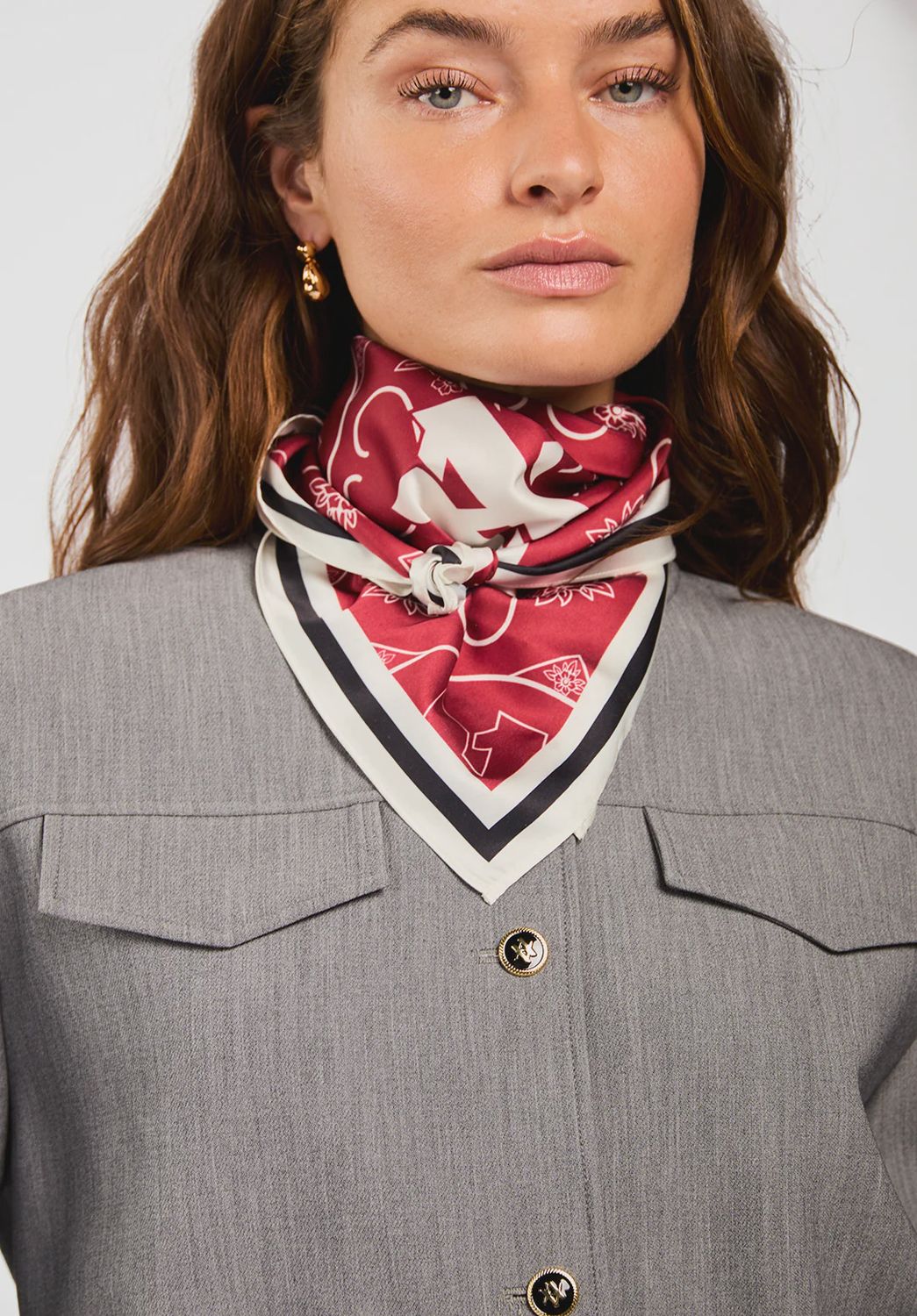 AAIKO SCARF PES RED DAHLIA