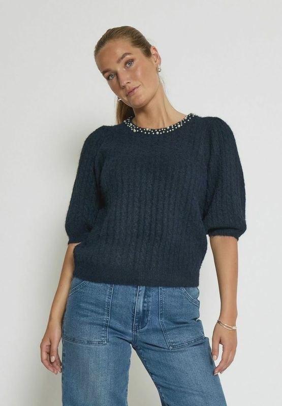 Peppercorn Kira Knit Blouse Black Iris