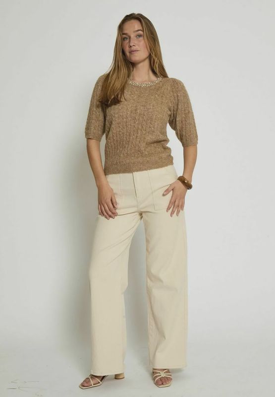 Peppercorn Kira Knit Blouse Kelp Sand Melange