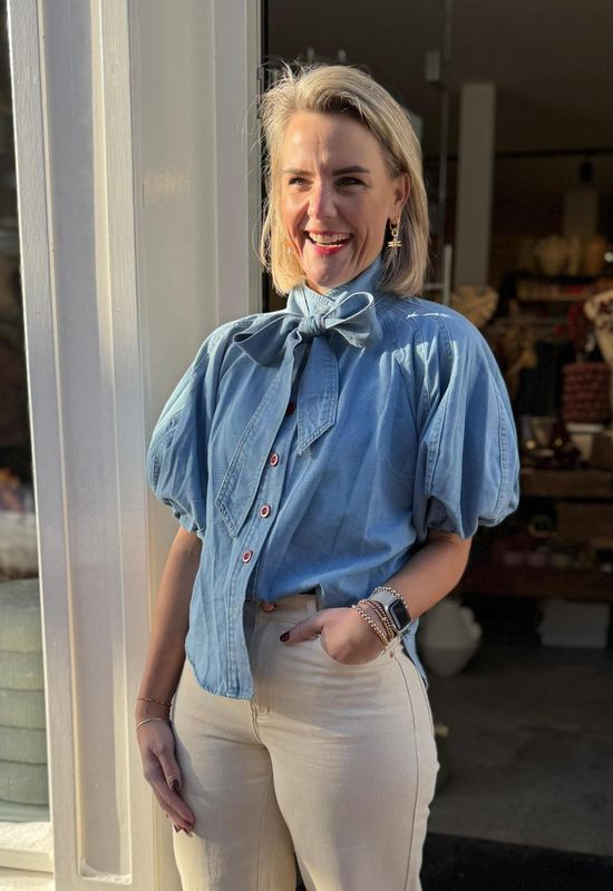 Denim blouse Vesper lichtblauw one size