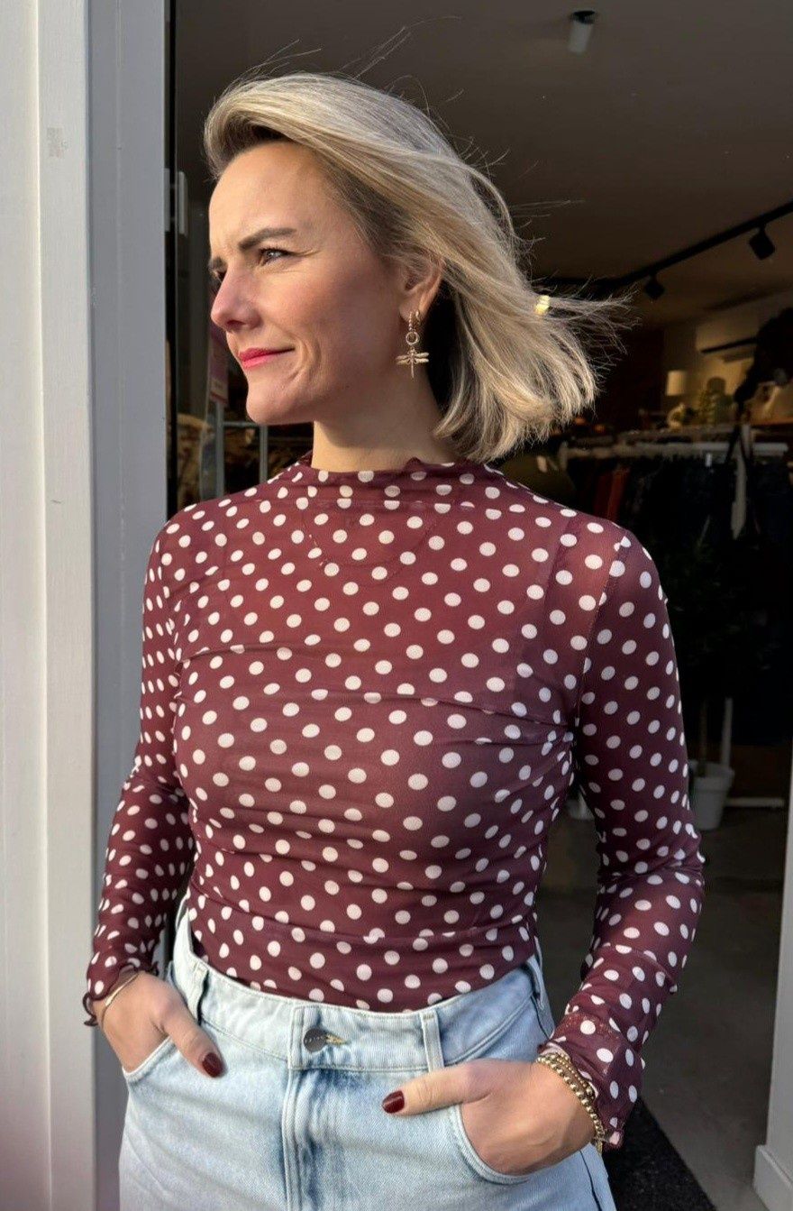 Mesh top Lizzy bordeaux stip