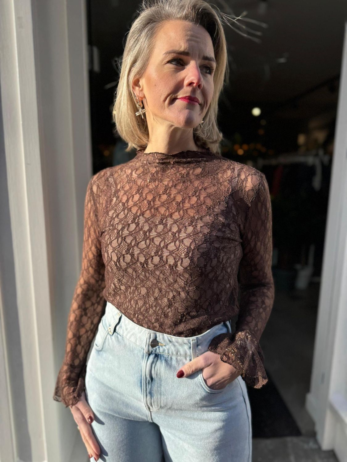 Mesh top Guusje bruin