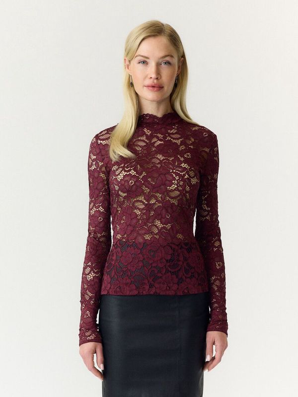 YASLACEY LS LACE TOP S. NOOS Red